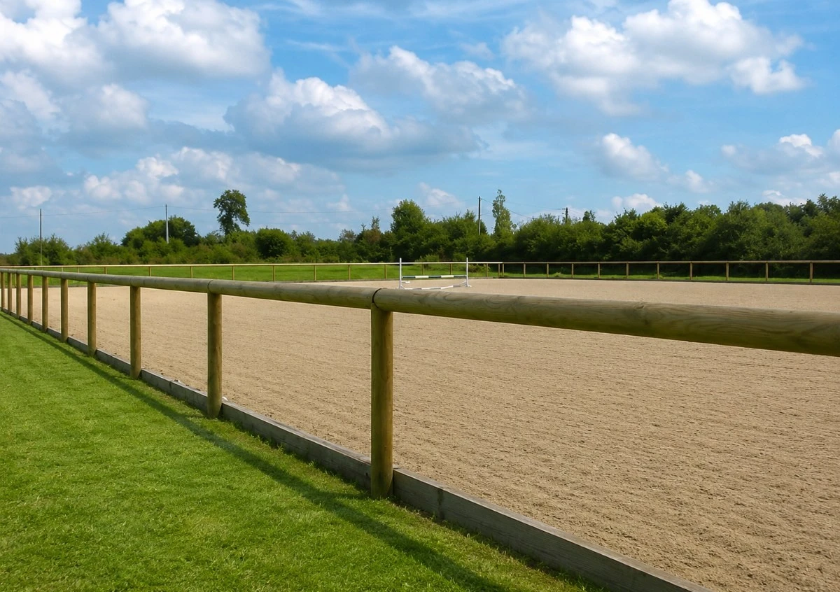 Outdoor riding arena for miniature horses at Clayrel Miniatures